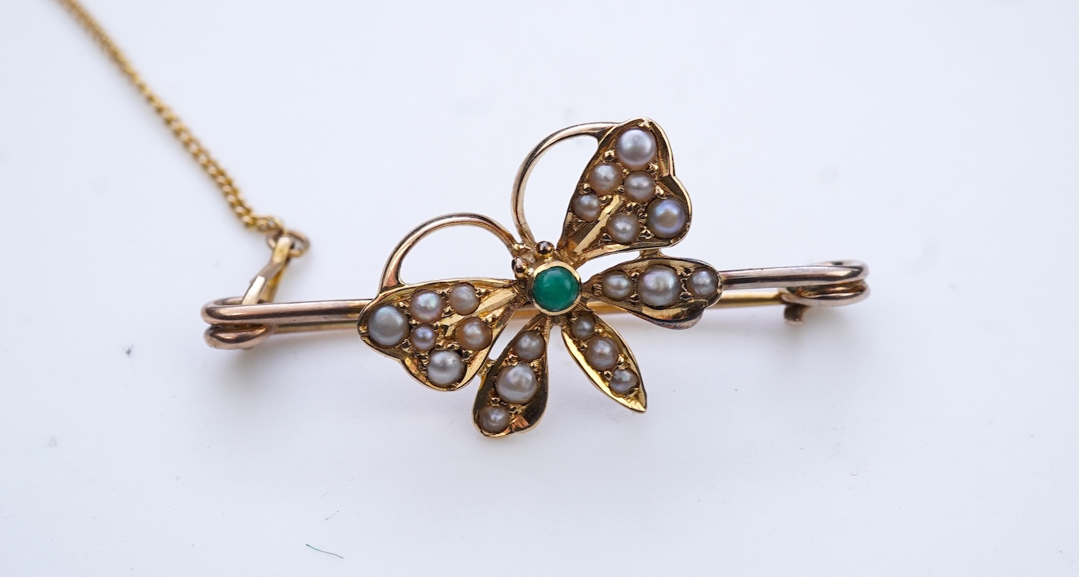 A collection of Edwardian bar brooches, early 20th century